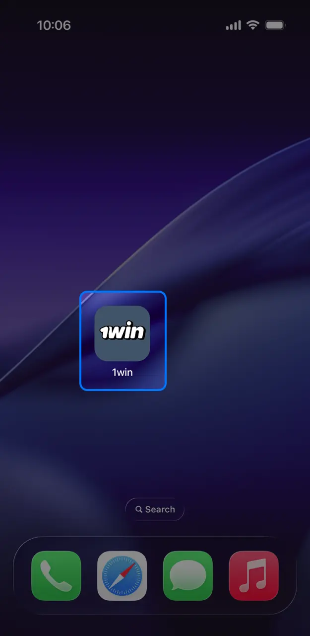 Launch the 1win app on iOS.
