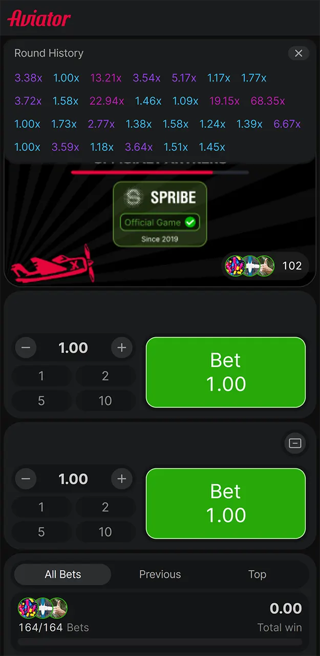 Sign up and play Aviator at 1win.