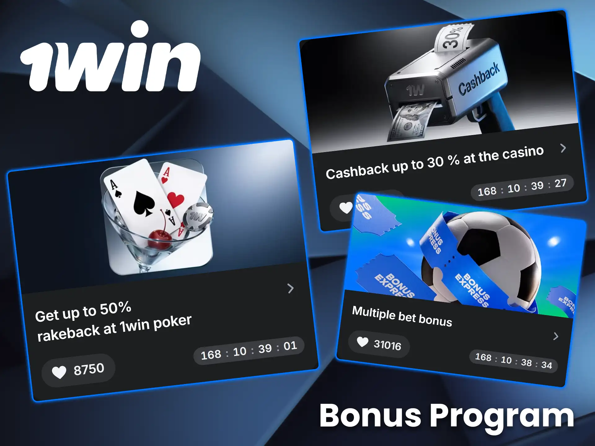 Check out all the bonuses at 1win.