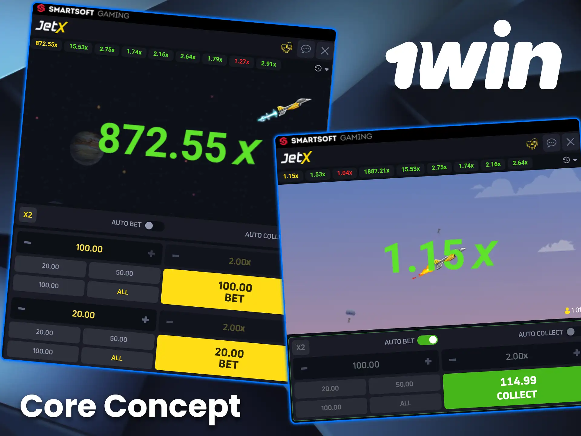 Learn about the main concept of the JetX game on 1win.