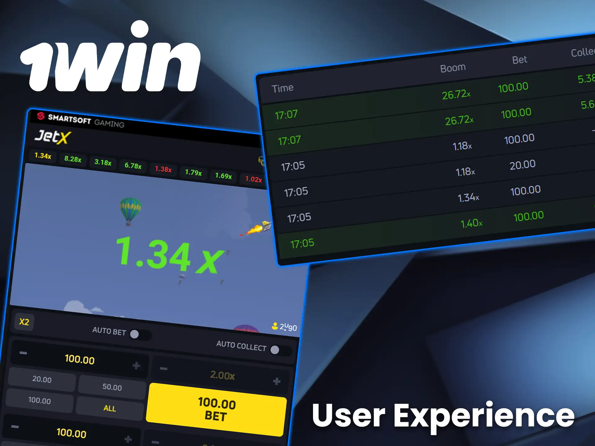 Learn about the JetX gaming experience at 1win.