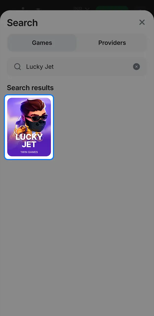Find the Lucky Jet game on 1win.
