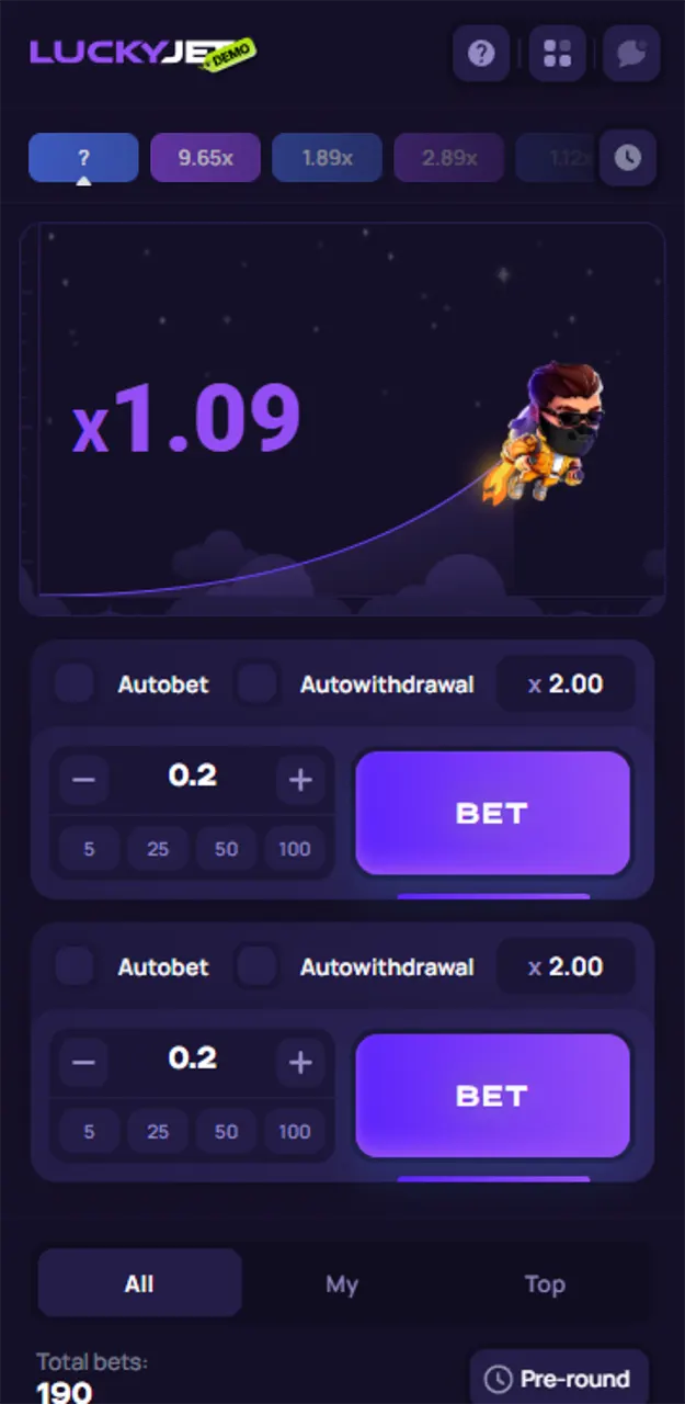 Create a new account and play Lucky Jet on 1win.