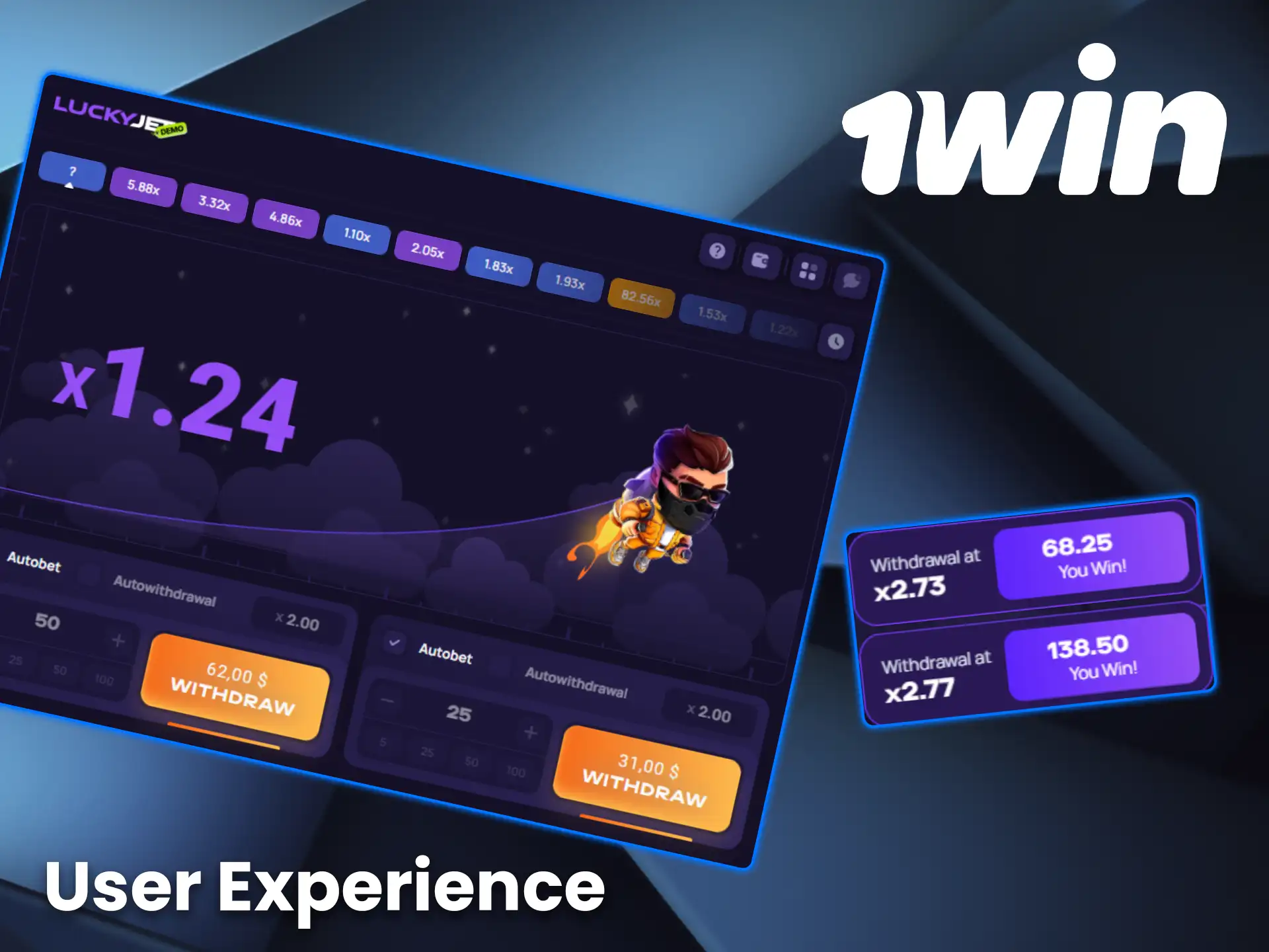 Try your hand at the Lucky Jet game on 1win.