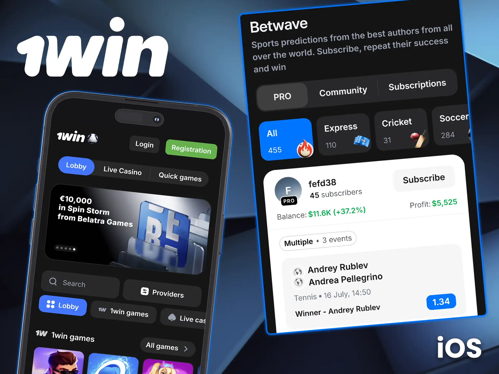 Download the 1win app for iOS.
