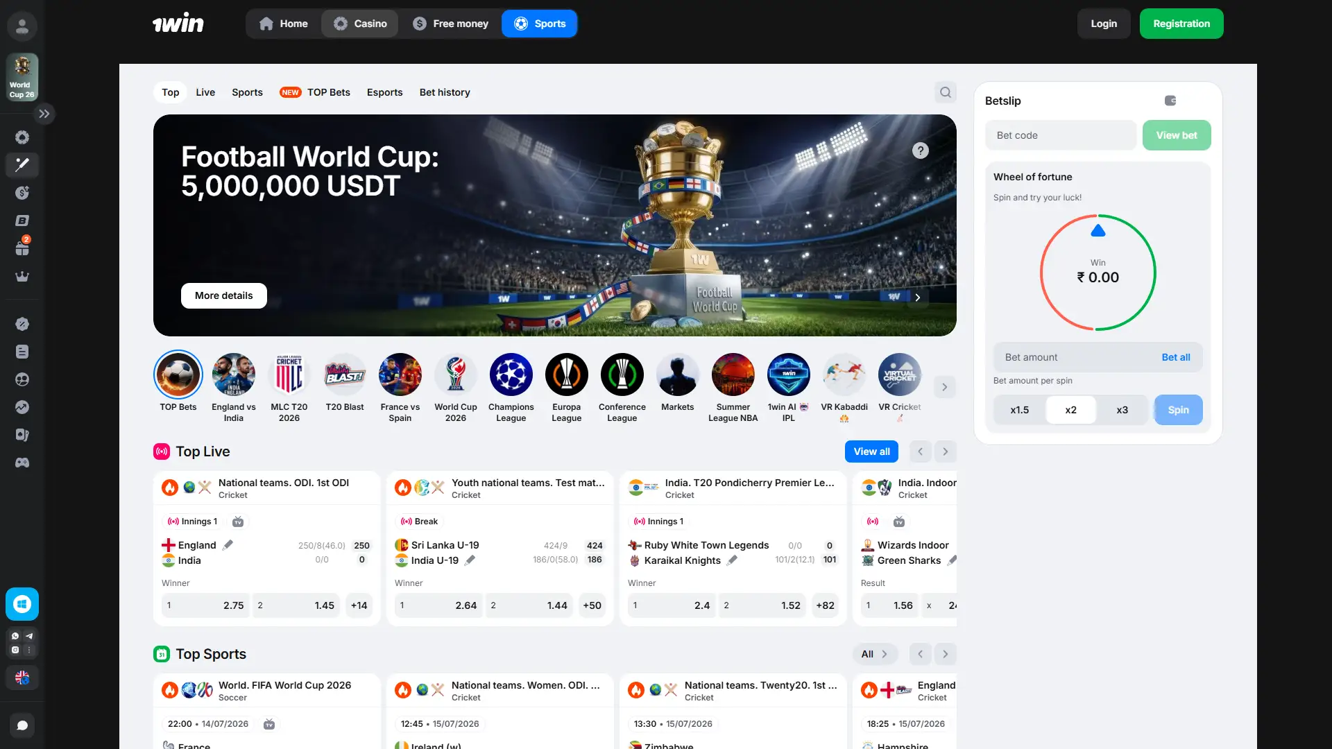 Bet on popular sports at 1win.
