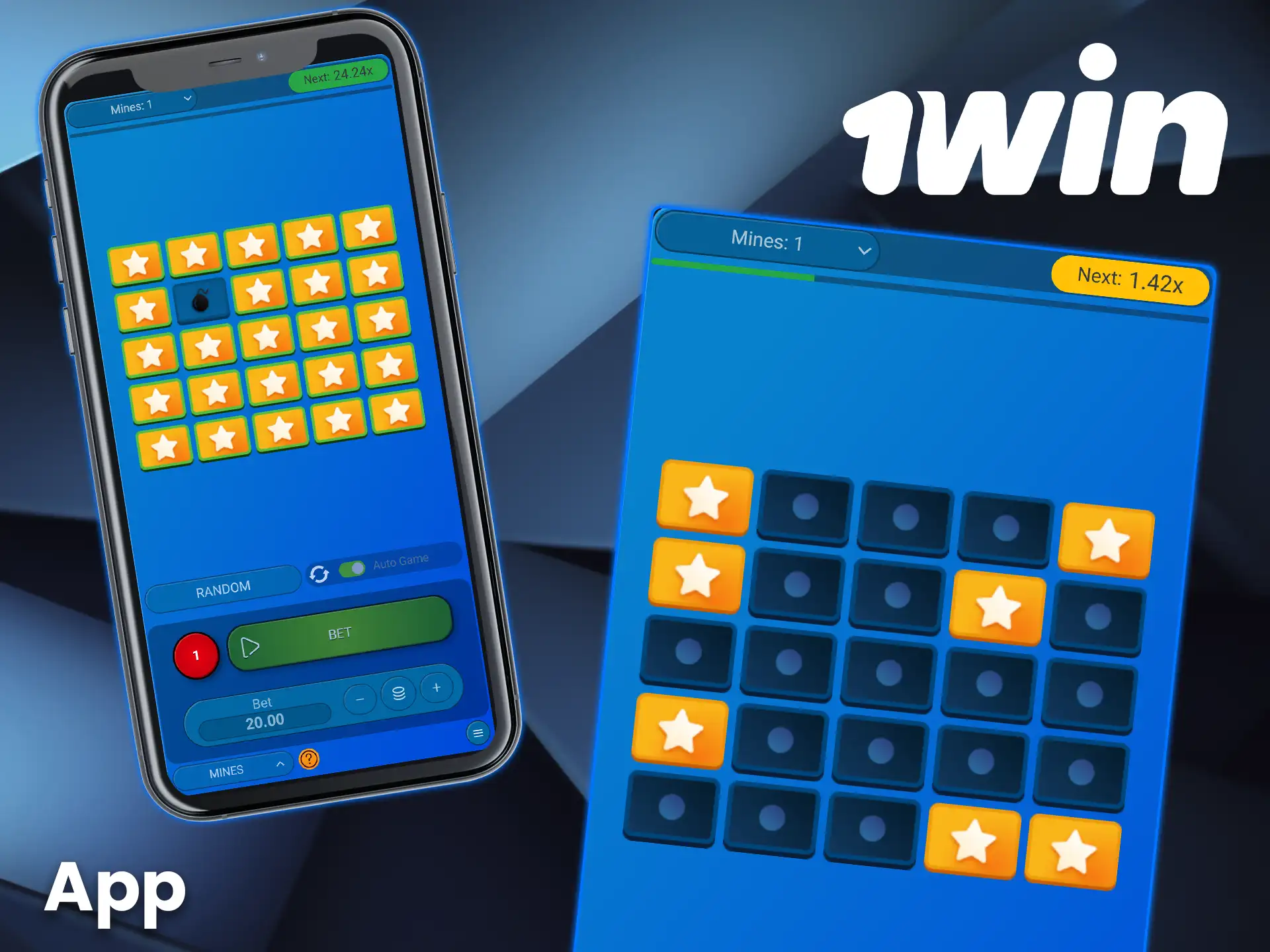 Play Mines in the convenient 1win app.