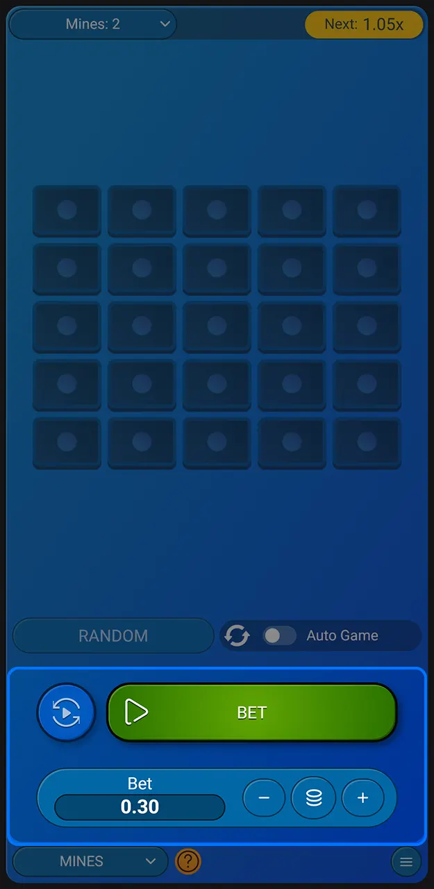 Set your own bet on Mines at 1win.
