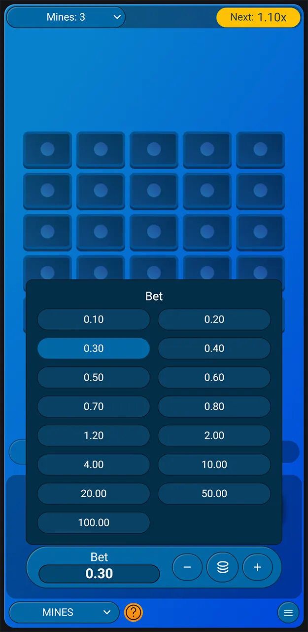 Place your bet on Mines at 1win.