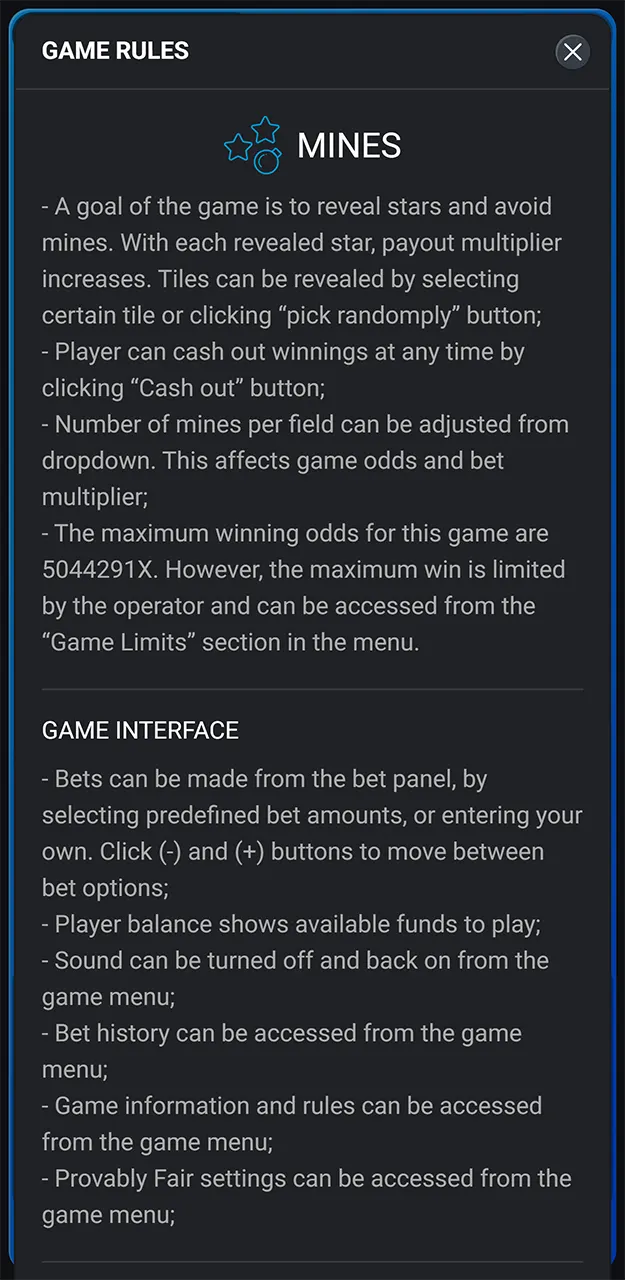 Read the rules before you start playing Mines on 1win.