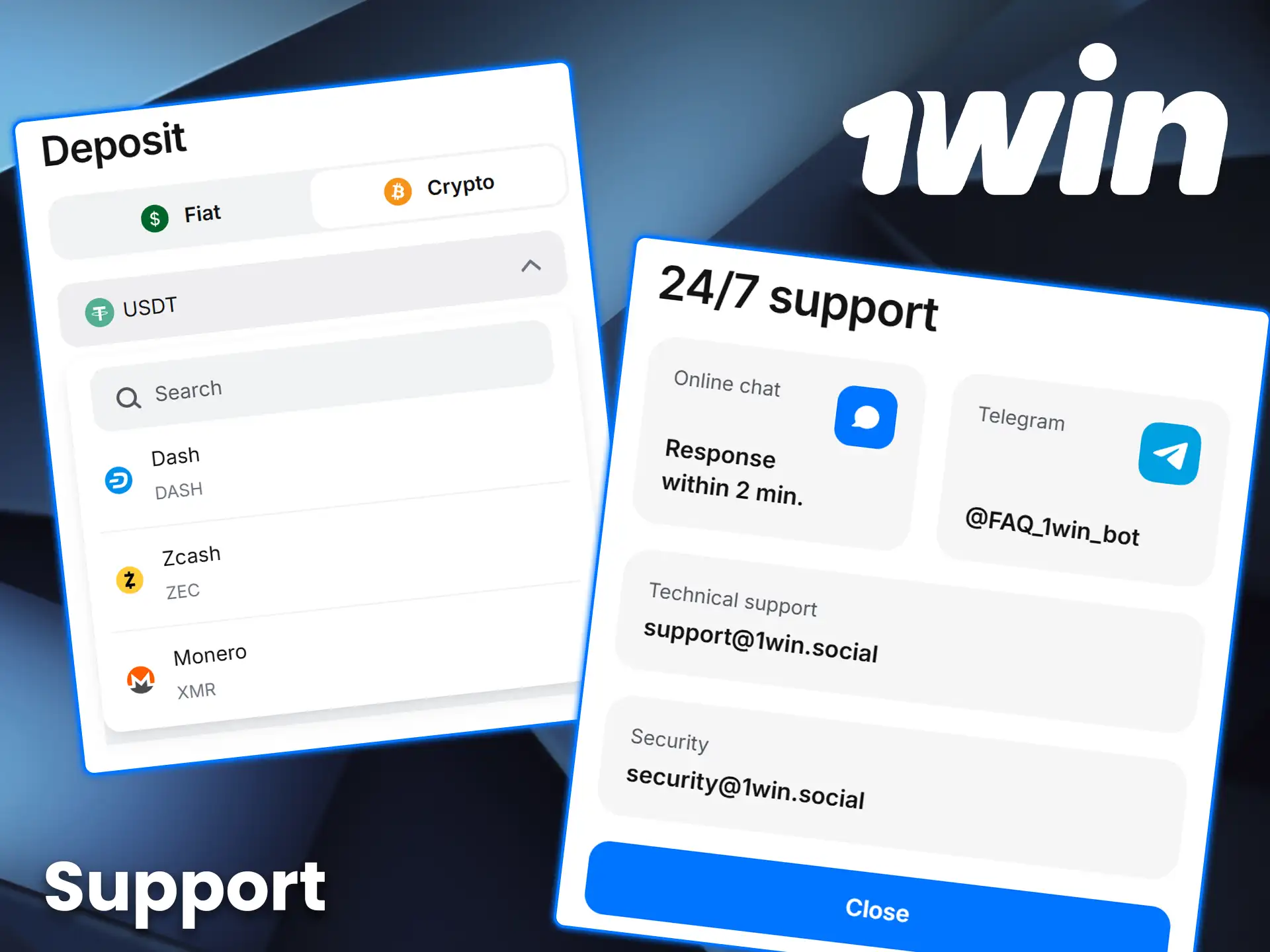 Contact the helpdesk team to get support for payment issues on 1win.
